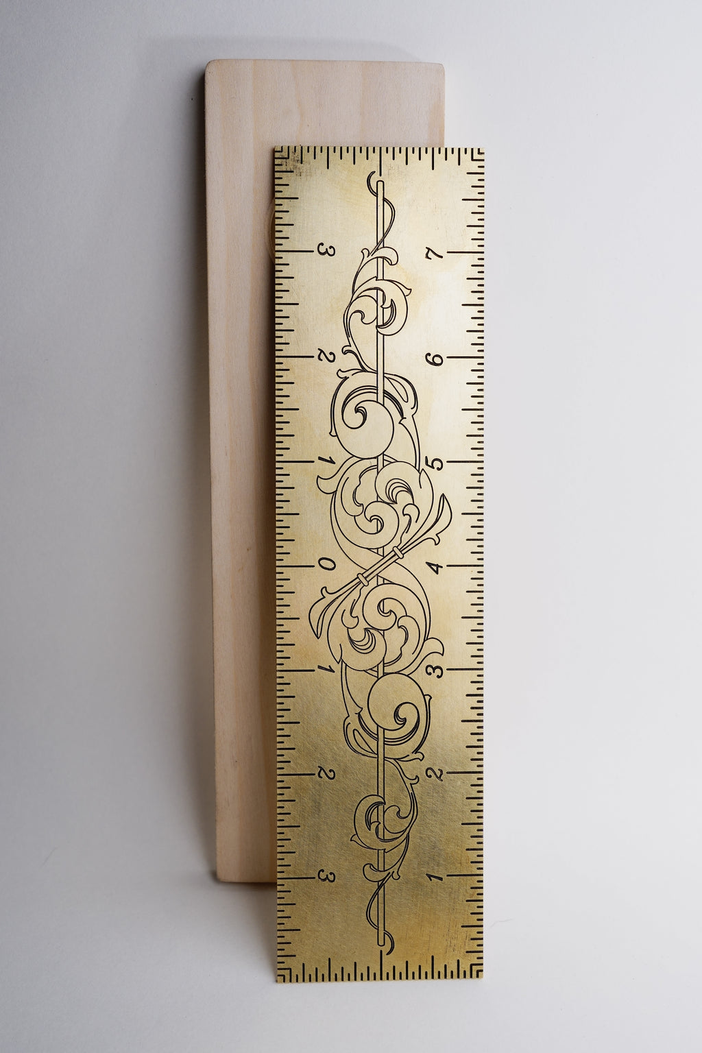 8" Brass Bevel Board, Ruler and Centerfinder