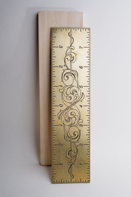 8" Brass Bevel Board, Ruler and Centerfinder