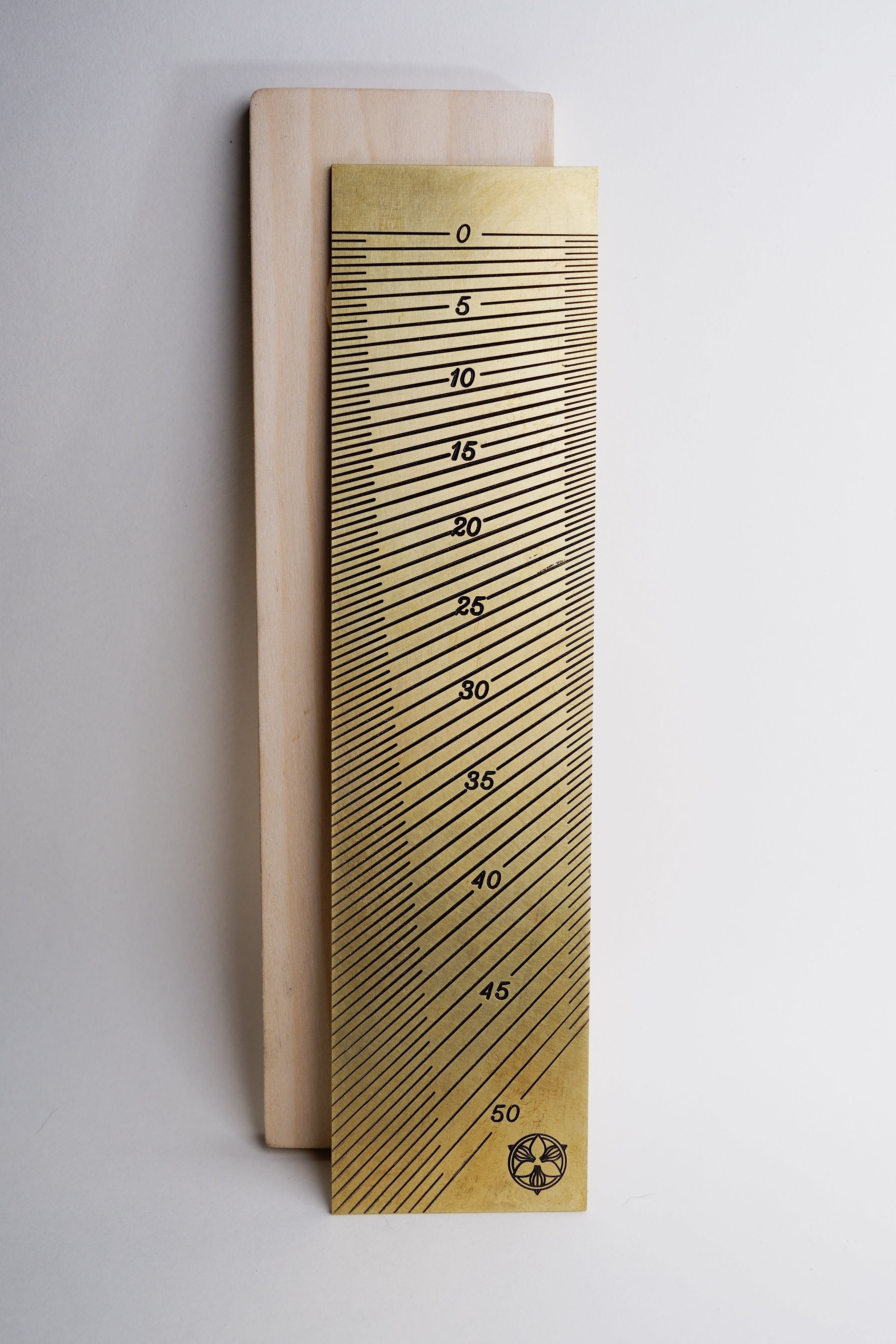 8" Brass Bevel Board, Ruler and Centerfinder